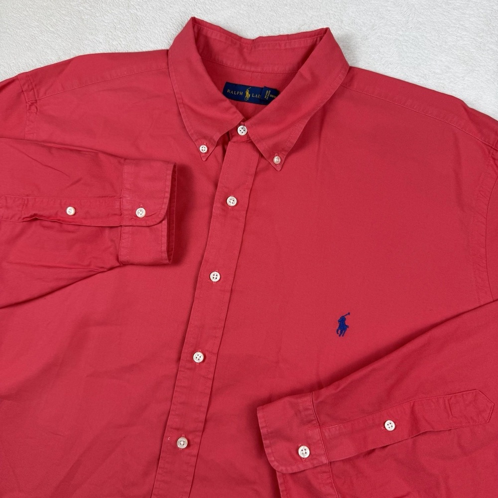 Ralph Lauren Men's 2XB Pink‎ Button Down Shirt Big Tall Pony Logo Long Sleeve